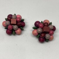 Vintage øreclips no 52 blomst i træ