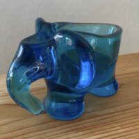 Elefant pibeholder i glas blå