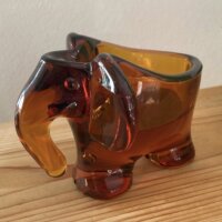 Elefant pibeholder i glas ravfarvet