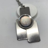Vintage Bauhaus smykke Rustfri stål og perlemor
