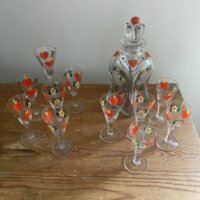 Johansfors snapseglas og karaffel  "brinnande hjärtan"