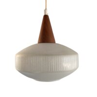 Vintage loftslampe teak & glas