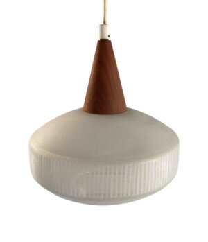 Vintage loftslampe teak & glas - Image 4