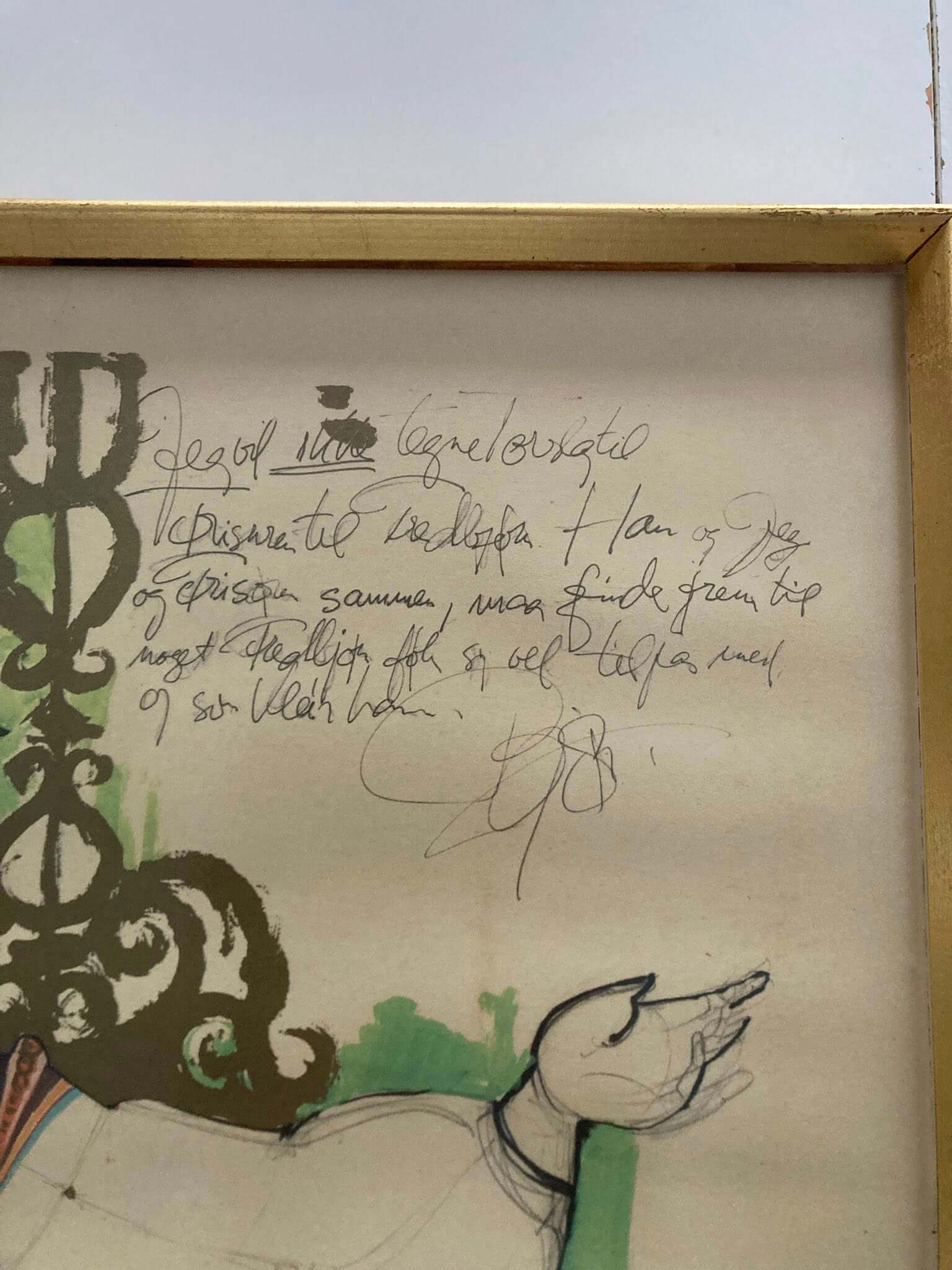 Unika Winblad tegning indrammet - Billede 3